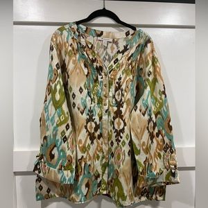 JM Collection 100% linen long sleeve top